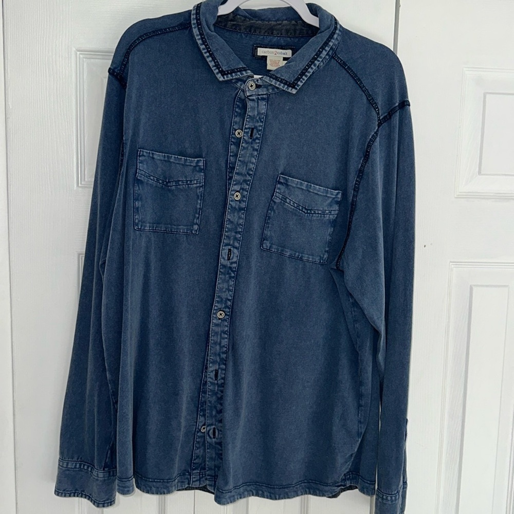 Carbon 2 colbalt deception knit button down